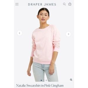 Draper James Women's Natalie Pink Gingham Crewneck Sweatshirt Pullover Size 1X